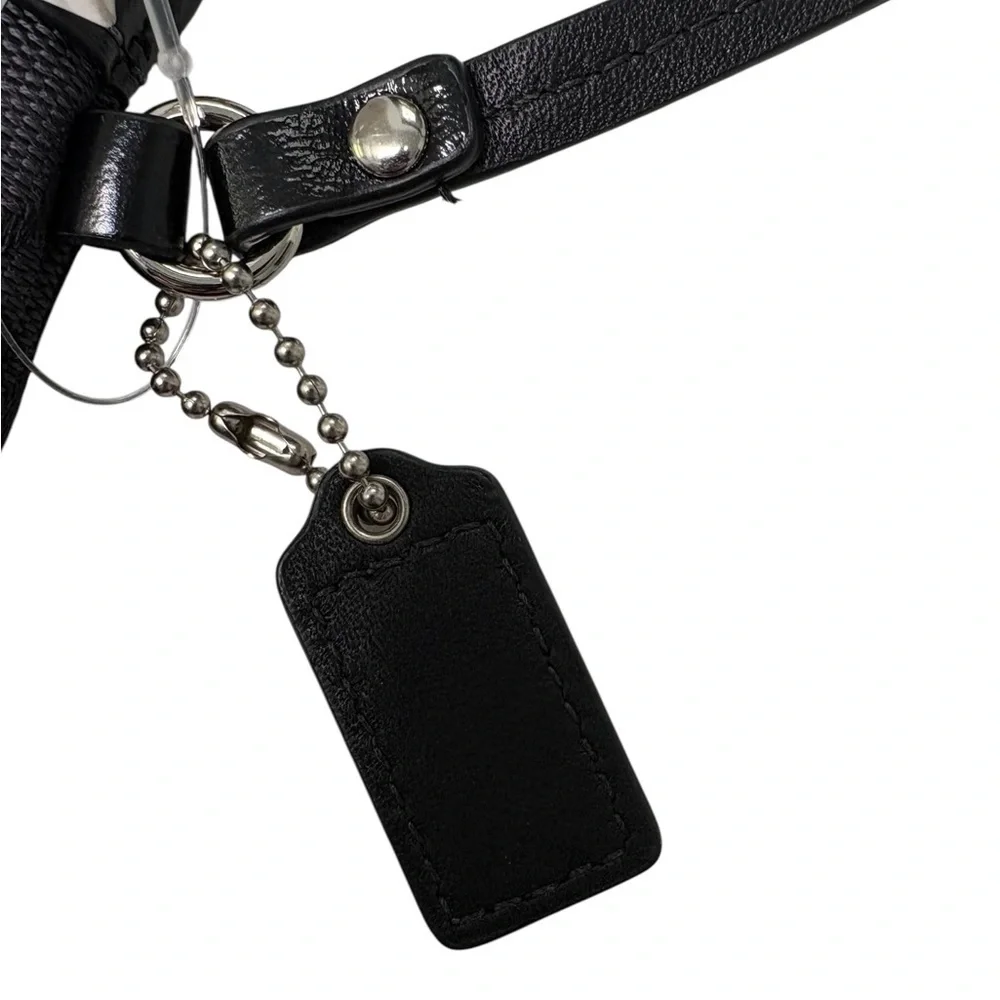 COACH Signature C Jacquard Wristlet with Patent Trim Black NWT